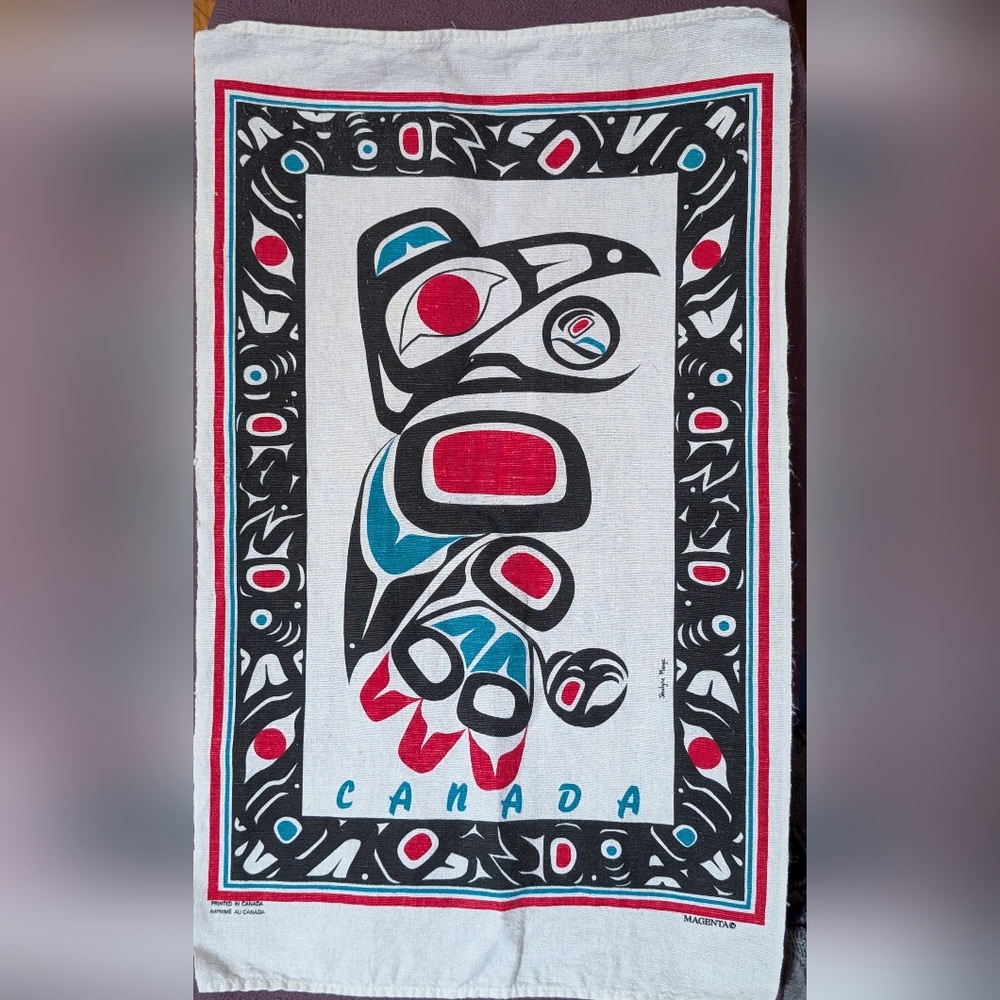 Vintage Raven Tea Towel By Jocelyne Mange.